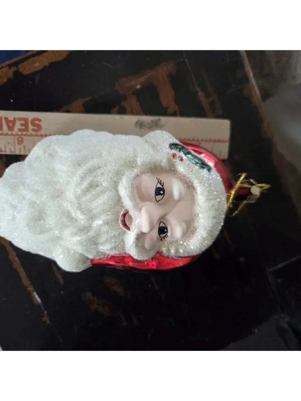 Vintage Mistletoe Magic European Style Hand Blown Santa Glass Christmas Ornament